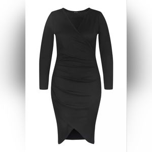 Boohoo long sleeve wrap midi dress